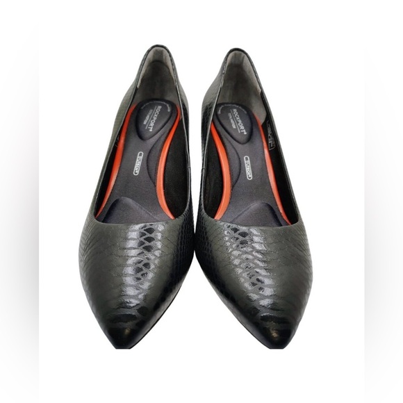 Rockport Shoes - Rockport Black Snakeskin leather pumps, size 9.5, Total Motion heels